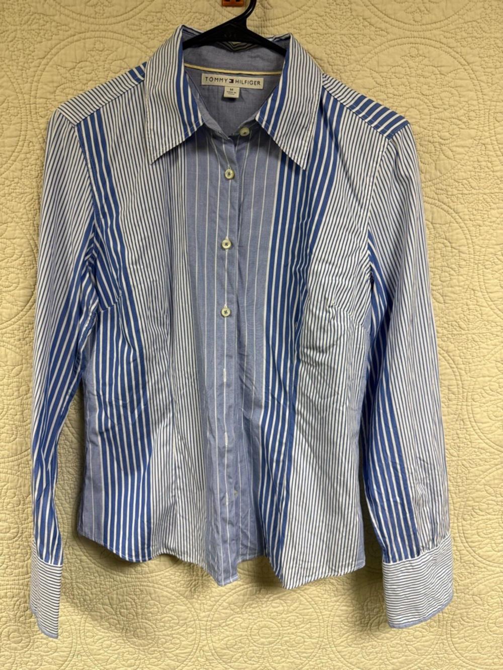 Tommy Hilfiger women’s Blue & White Striped Button-Down Shirt